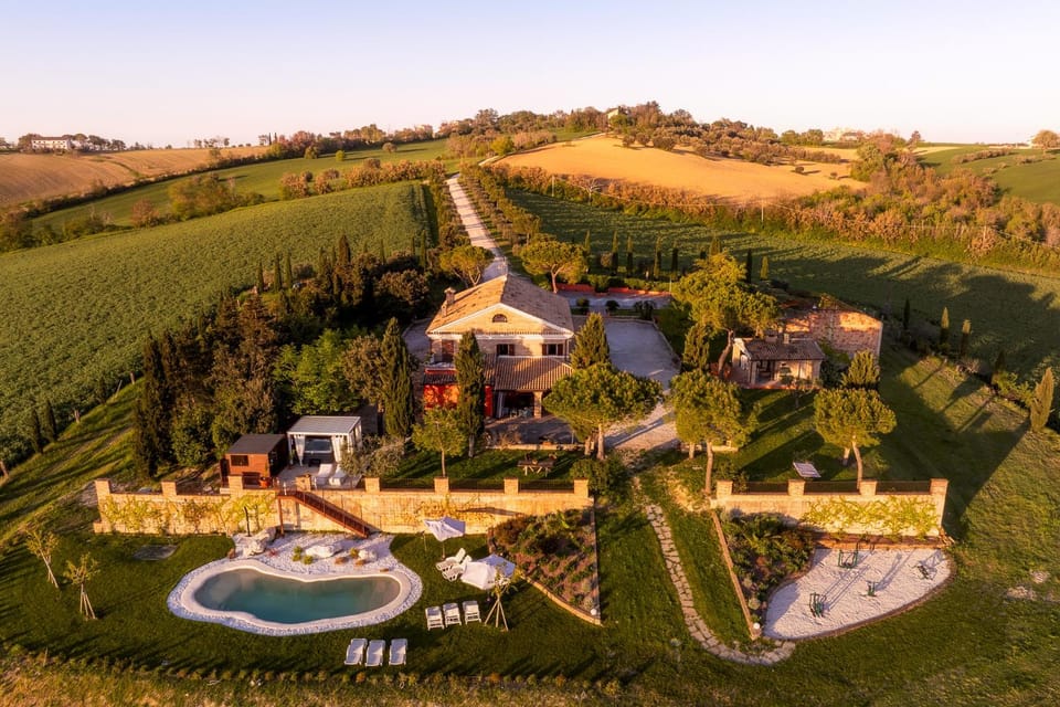 Property building, Spring, Day, Neighbourhood, Natural landscape, Bird's eye view, Pool view, Street view, Swimming pool