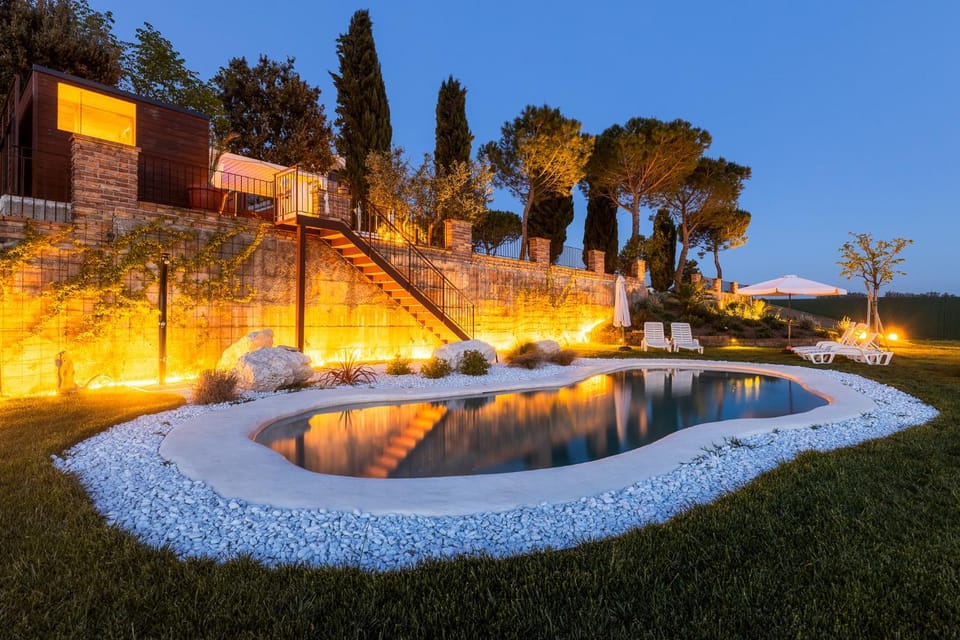 Night, Natural landscape, Garden, Garden view, Pool view, Swimming pool