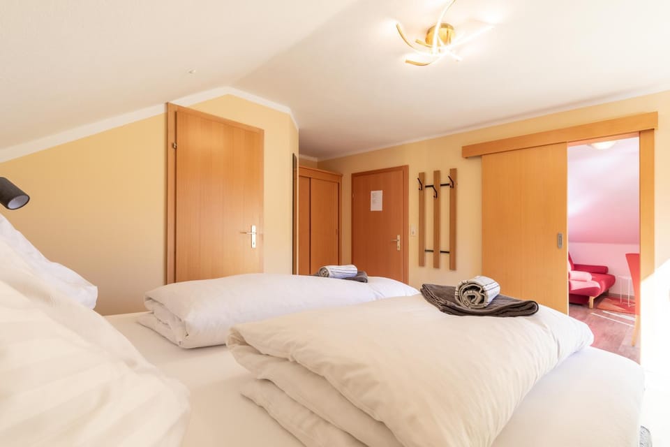 Bed, Photo of the whole room, Bedroom, towels, wardrobe