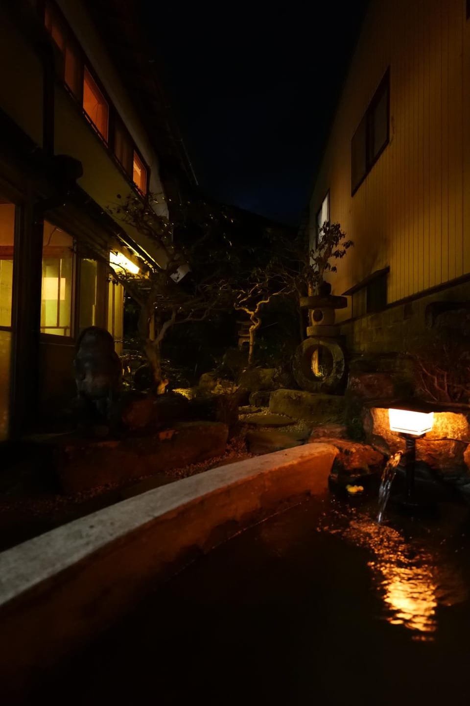 Property building, Night, Garden