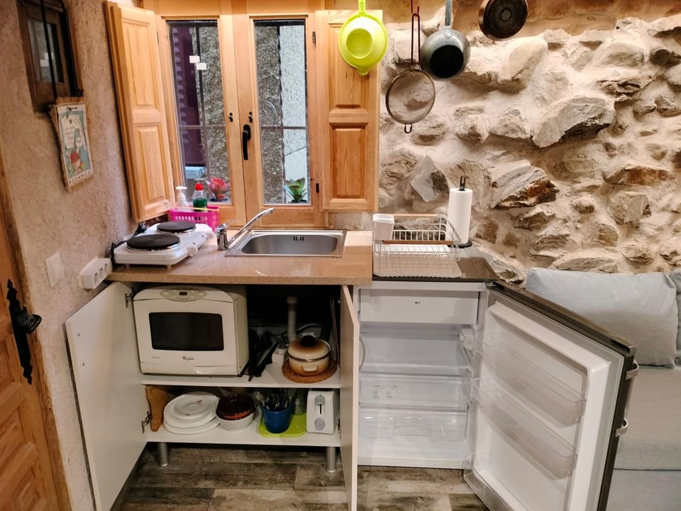 Kitchen or kitchenette, minibar, oven, stove