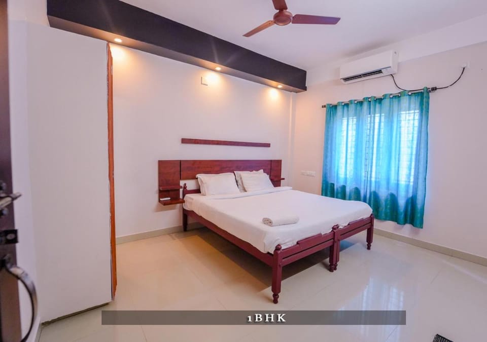 Bed, Photo of the whole room, Bedroom, fireplace, air conditioner
