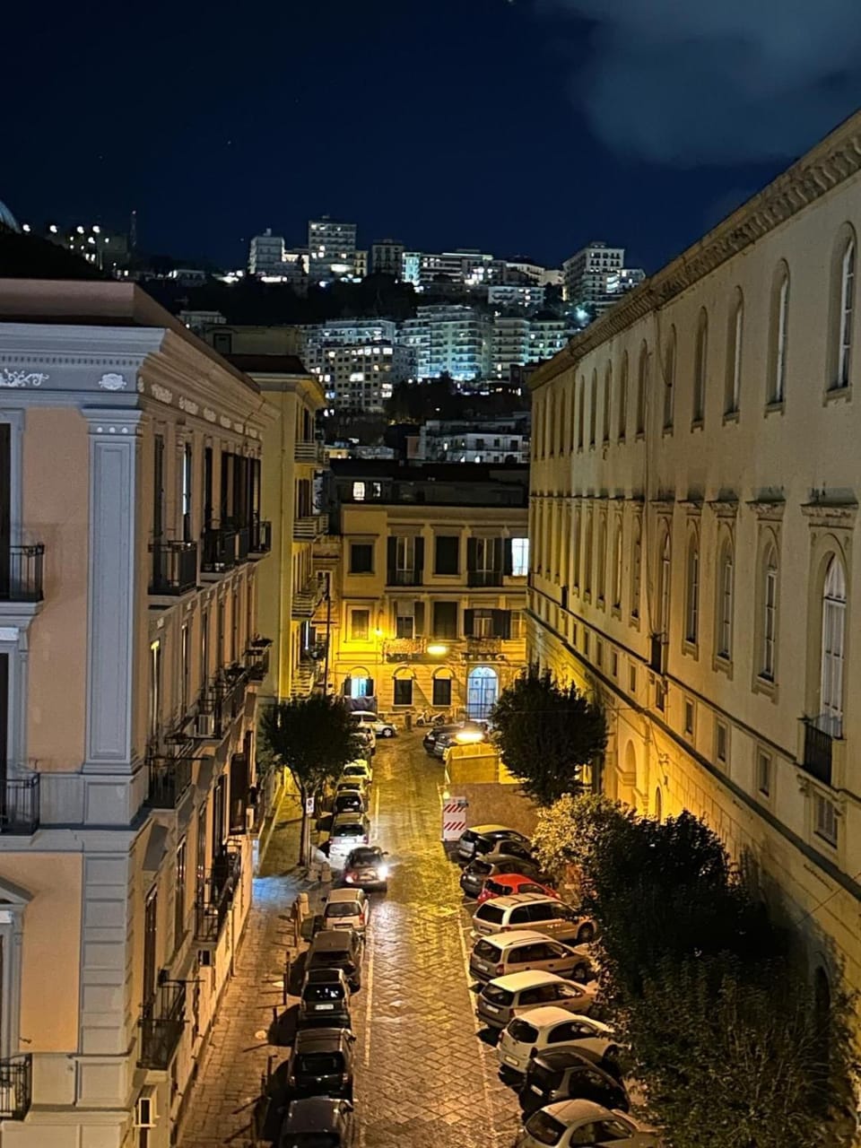 Property building, Night, Neighbourhood, City view, Street view, Location, Parking