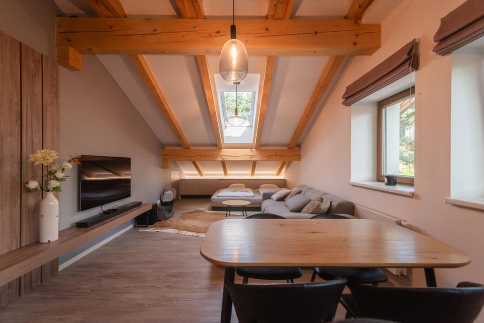 Bed, TV and multimedia, Living room, Seating area