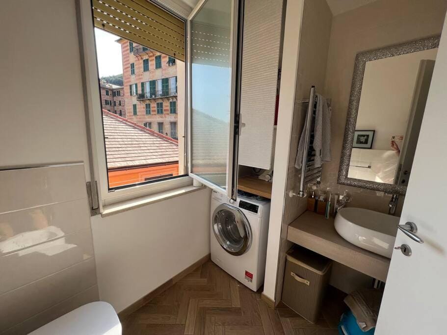 Bathroom, washing machine, dryer