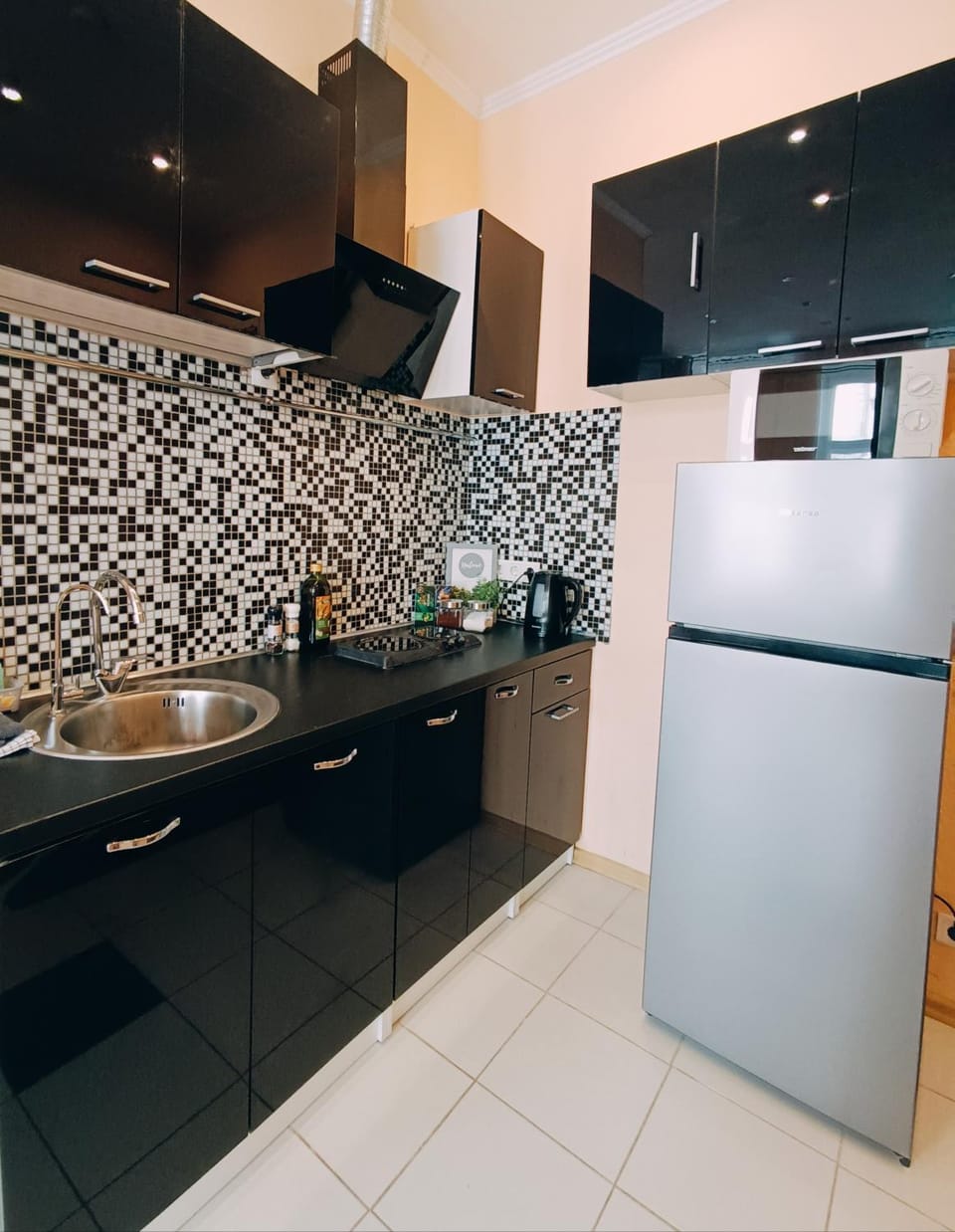 Kitchen or kitchenette, minibar, stove