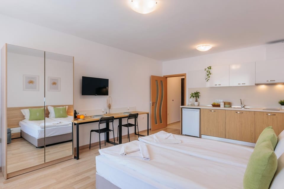 Bed, TV and multimedia, Kitchen or kitchenette, Photo of the whole room, Bedroom