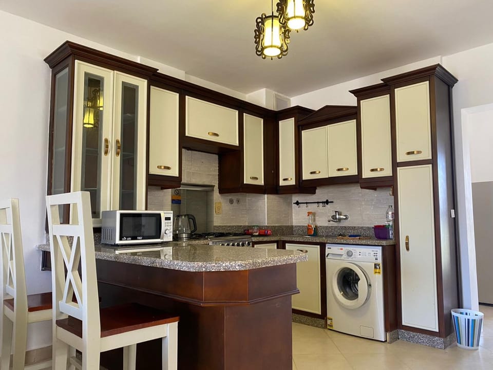Kitchen or kitchenette, stove, dryer