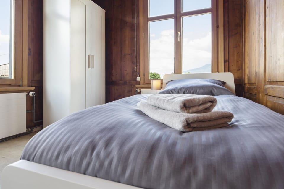 Bed, Photo of the whole room, Bedroom, towels, wardrobe