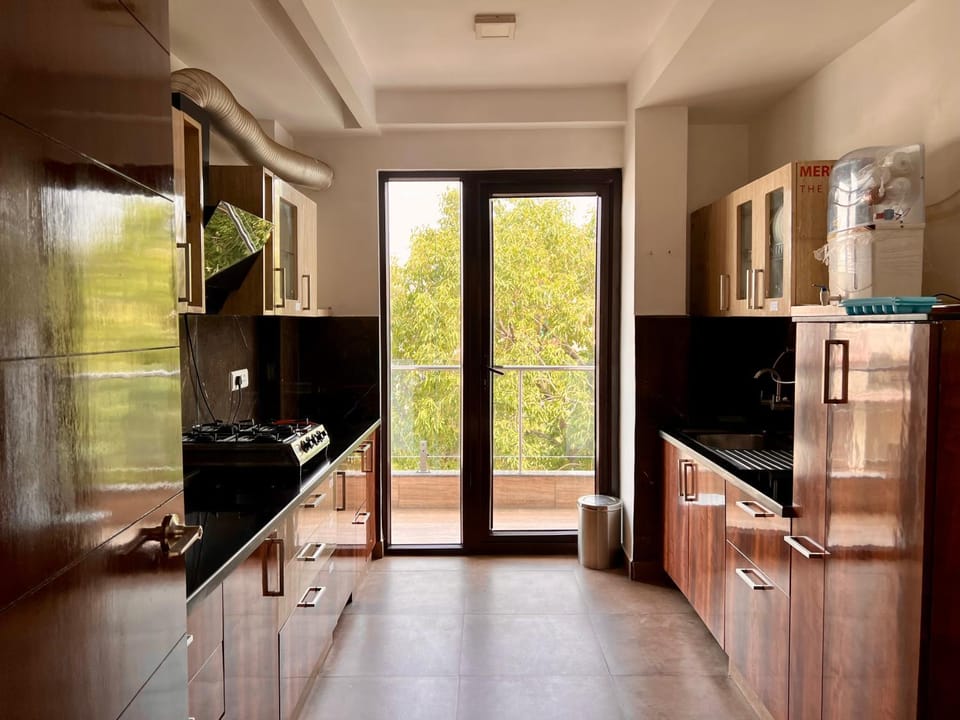 Kitchen or kitchenette, stove