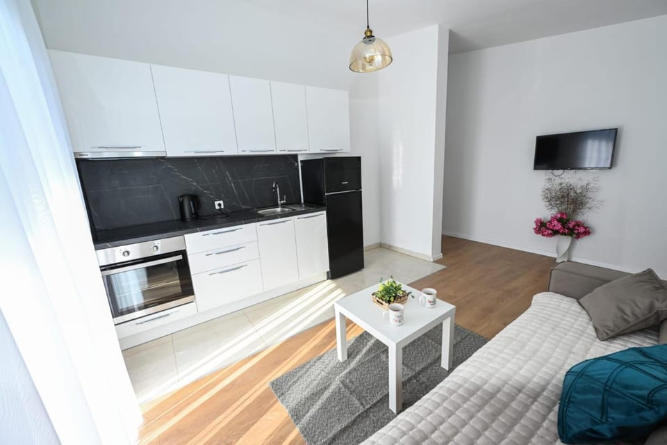 TV and multimedia, Kitchen or kitchenette, Living room, Photo of the whole room, minibar