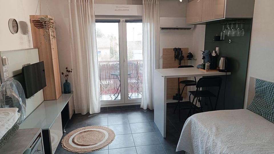 CADUCÉE Studio climatisé balcon ensoleillé parking proche Montpellier Apartment in Montpellier