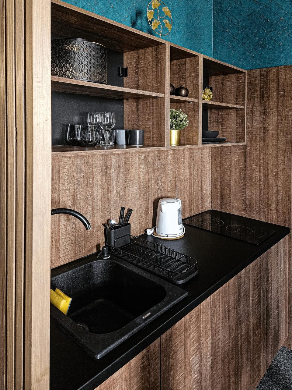 Coffee/tea facilities, Kitchen or kitchenette, stove