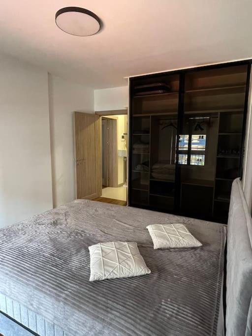 Bed, wardrobe