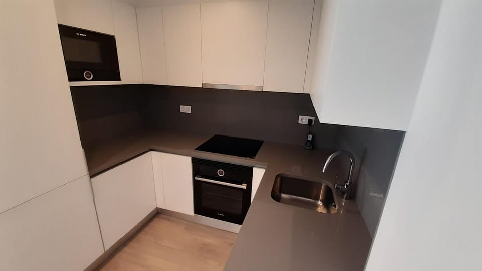 Kitchen or kitchenette, oven, stove