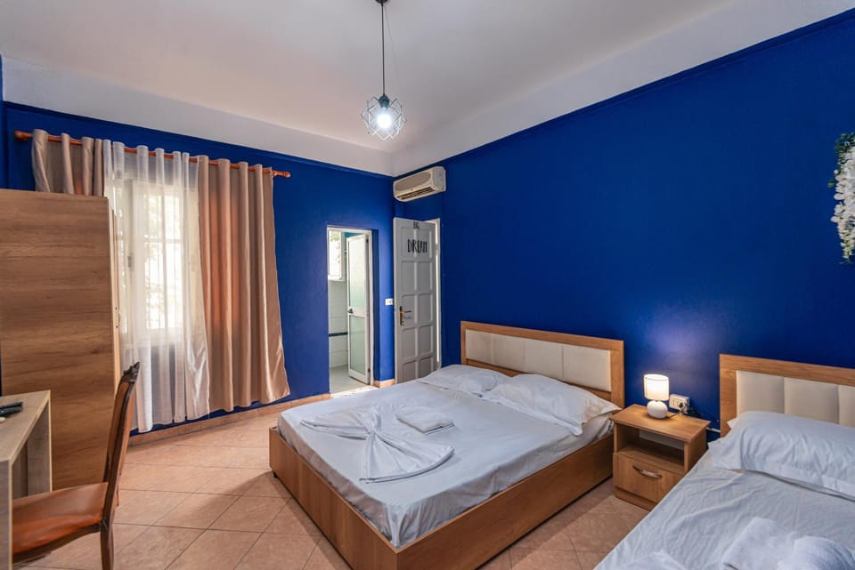 Bed, Photo of the whole room, Bedroom, towels, air conditioner