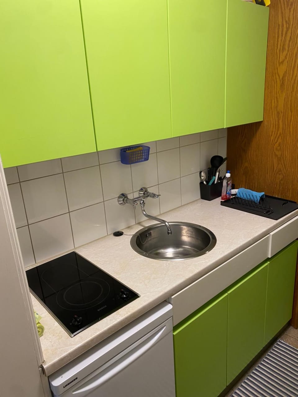 Kitchen or kitchenette, stove