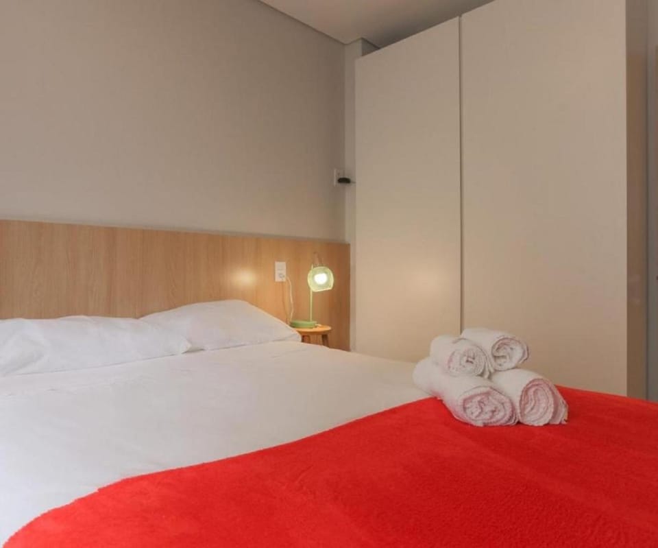 Bed, wardrobe