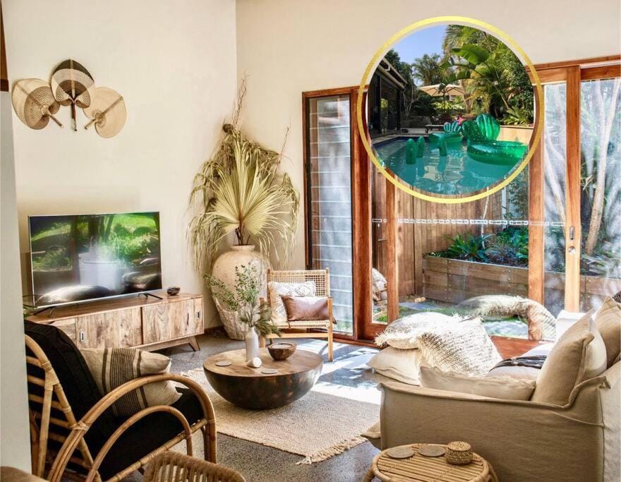 Beach Jungle - Pet-Friendly Hot Tub, Firepit & Pool in Beachside Hideaway House in Byron Bay
