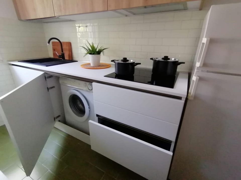 Coffee/tea facilities, Kitchen or kitchenette, stove, toaster, washing machine