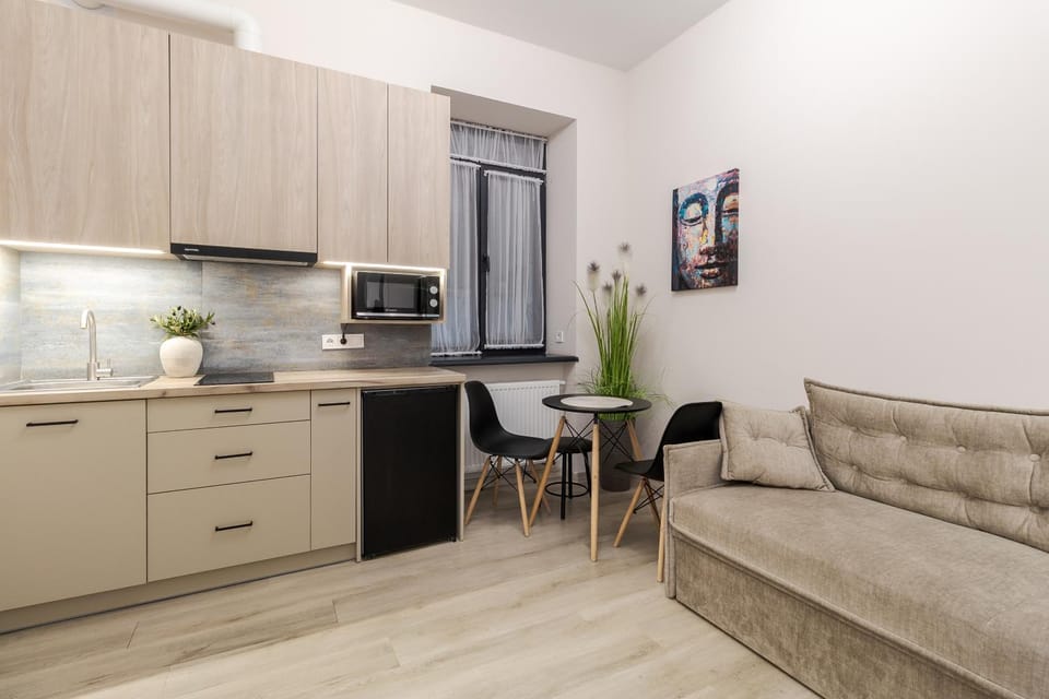 Kitchen or kitchenette, Living room, Dining area