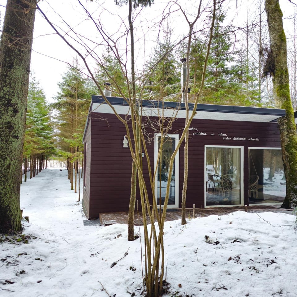 Miško sielos namelis su pirtele House in Lithuania