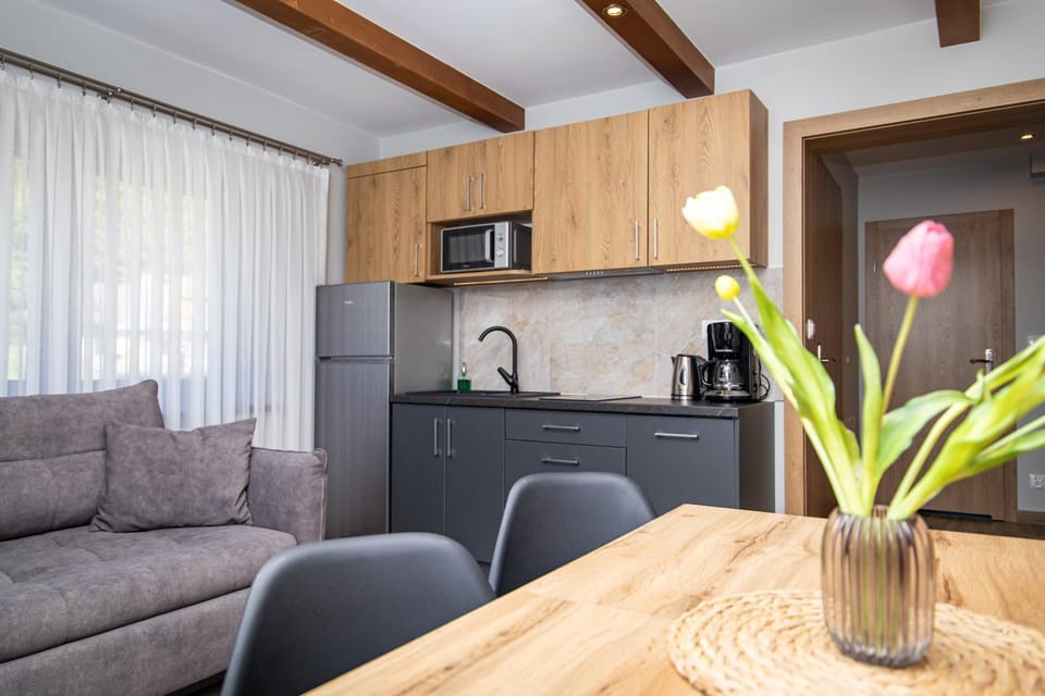 Coffee/tea facilities, Kitchen or kitchenette, Living room, Seating area, stove