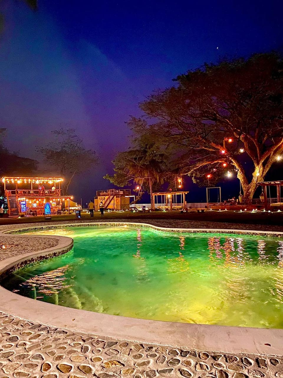 Night, Pool view, Swimming pool