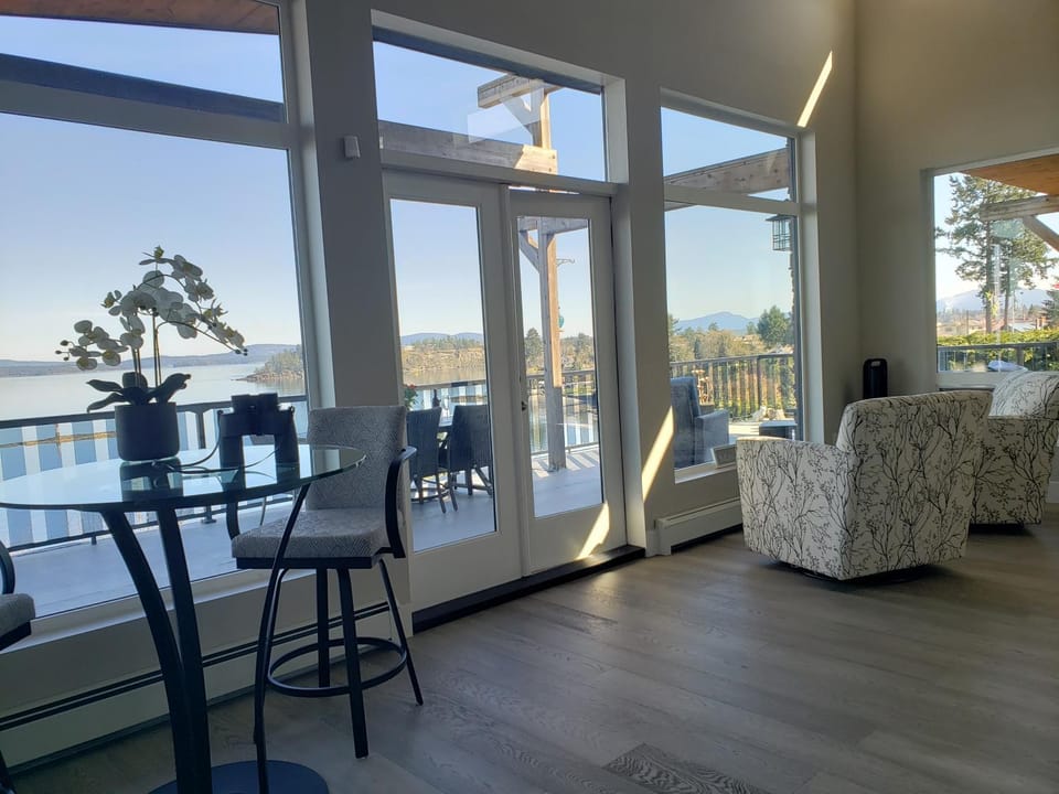 Patio, Natural landscape, Living room, Seating area, Sea view