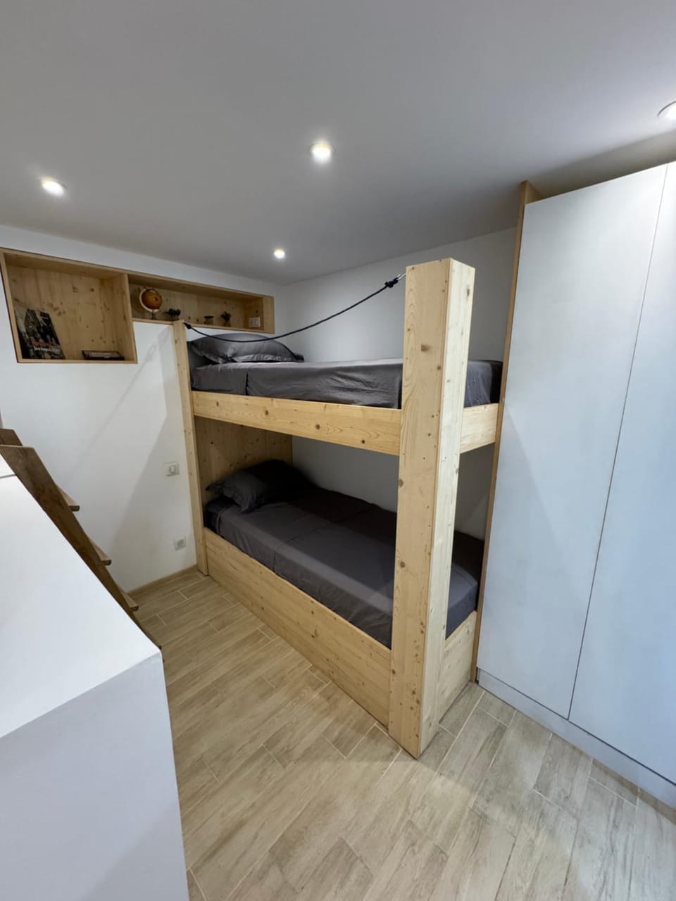 Bed, Photo of the whole room, Bedroom, bunk bed, wardrobe