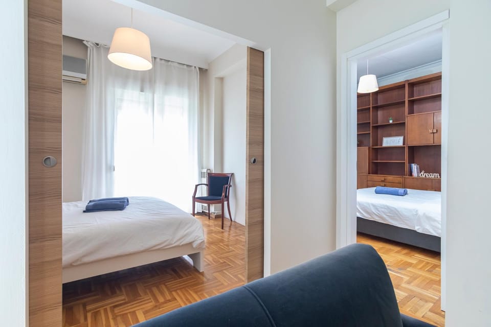 Bed, hair dresser, wardrobe