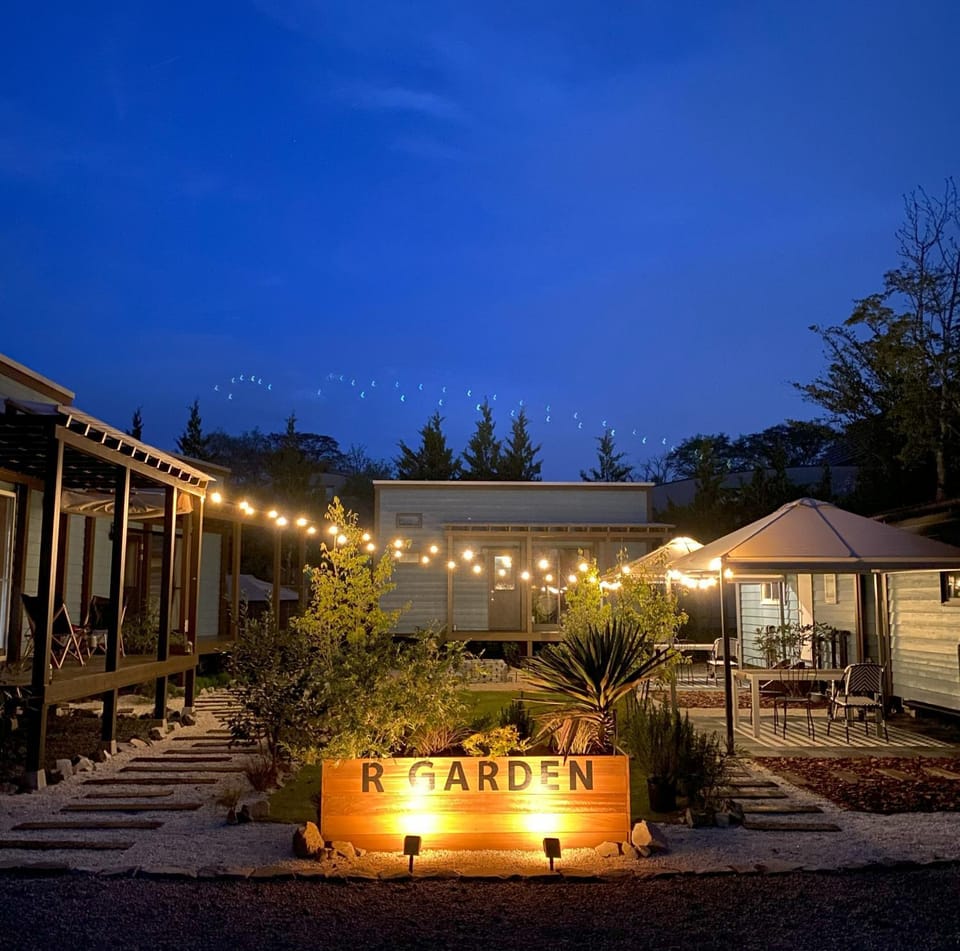 Property building, Night, Garden, Garden view