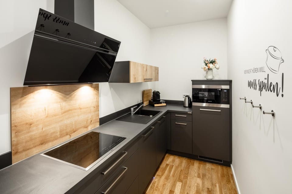 Kitchen or kitchenette, stove, kitchen