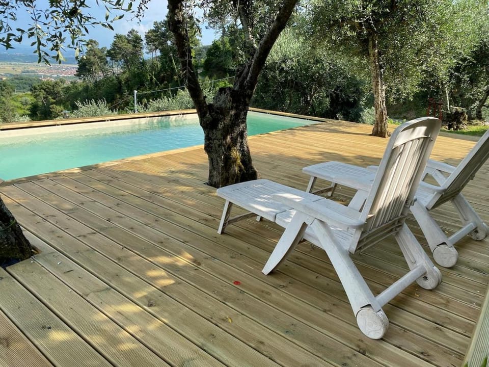 Patio, Spring, Day, Natural landscape, Garden, Garden view, Mountain view, Pool view, Swimming pool, sunbed