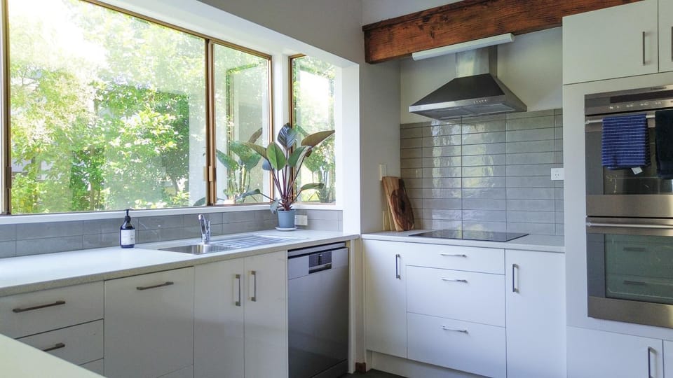 Garden view, oven, stove, kitchen