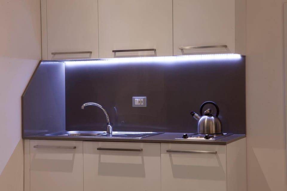 Kitchen or kitchenette, stove