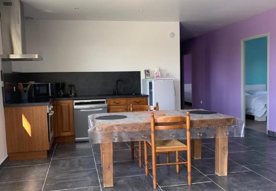 Dining area, dishwasher, oven, stove