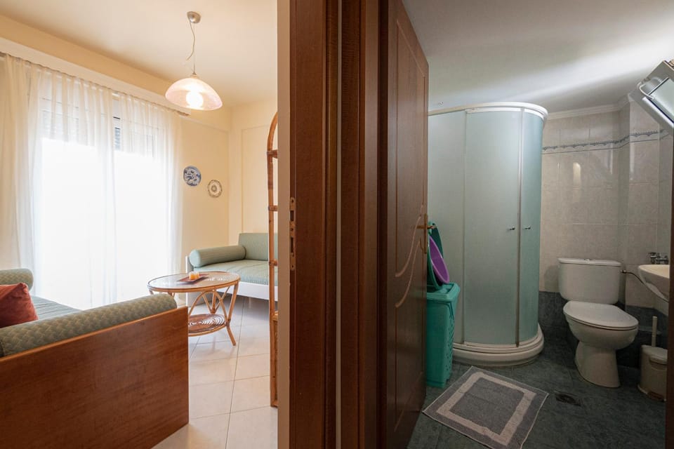 Shower, Toilet, Bathroom, Living room, Photo of the whole room, Seating area