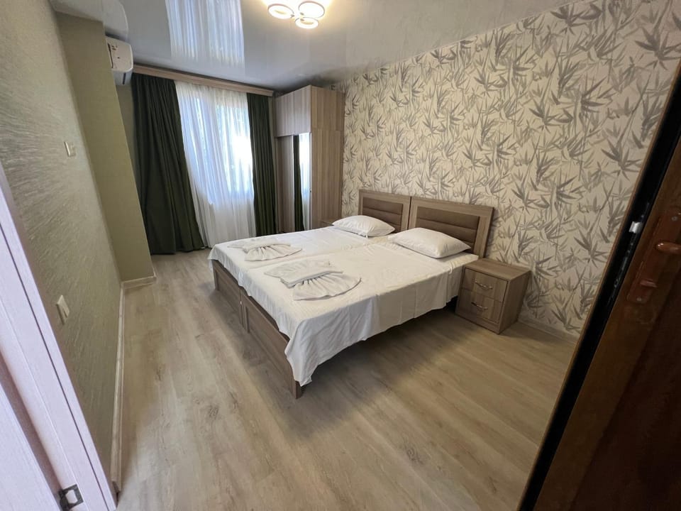 Bed, Photo of the whole room, Bedroom, towels, wardrobe