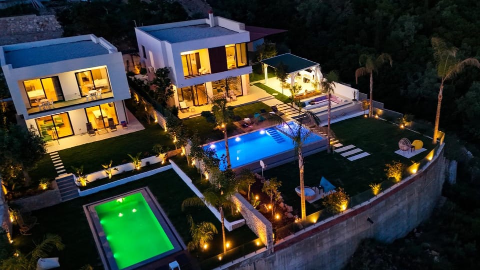 Night, Pool view, Swimming pool