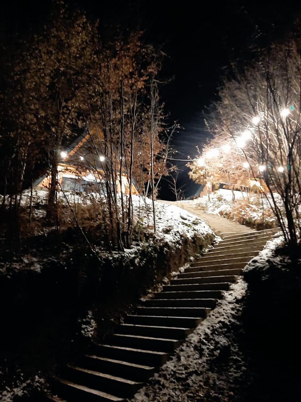 Night, Natural landscape, Winter
