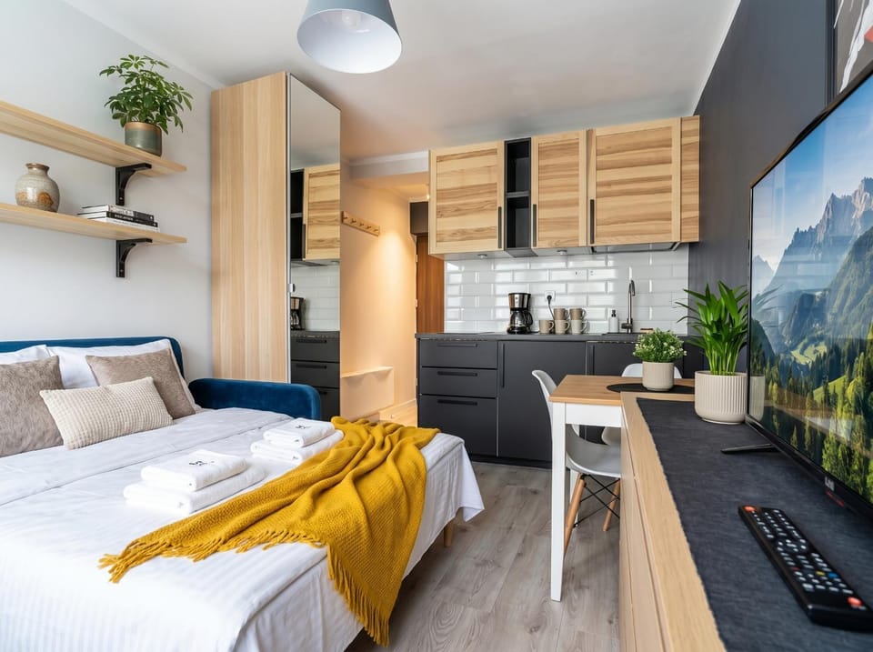 Communal lounge/ TV room, Bed, TV and multimedia, Kitchen or kitchenette, Living room, Photo of the whole room, Seating area, Dining area, Evening entertainment, Bedroom, hair dresser, minibar
