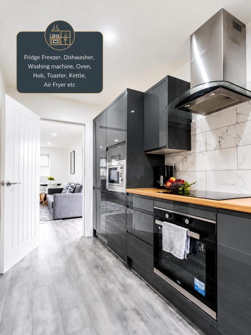 Kitchen or kitchenette, dishwasher, washing machine