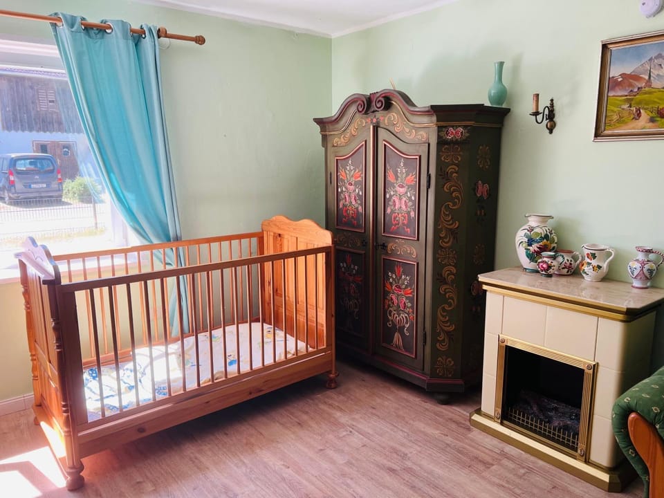 Bedroom, cot, flat iron, wardrobe