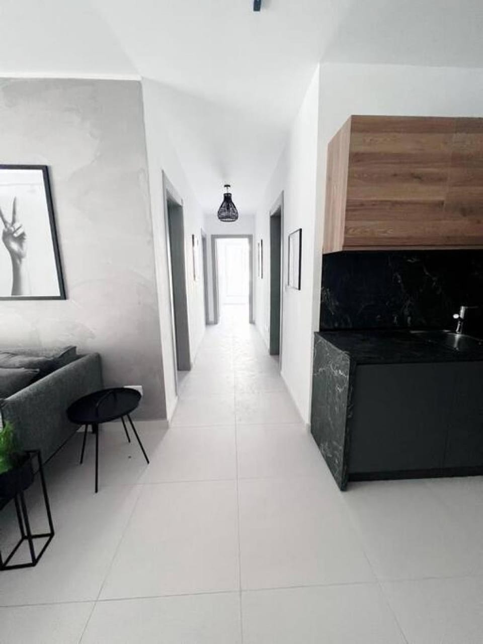 Kitchen or kitchenette, Living room, Decorative detail, Seating area