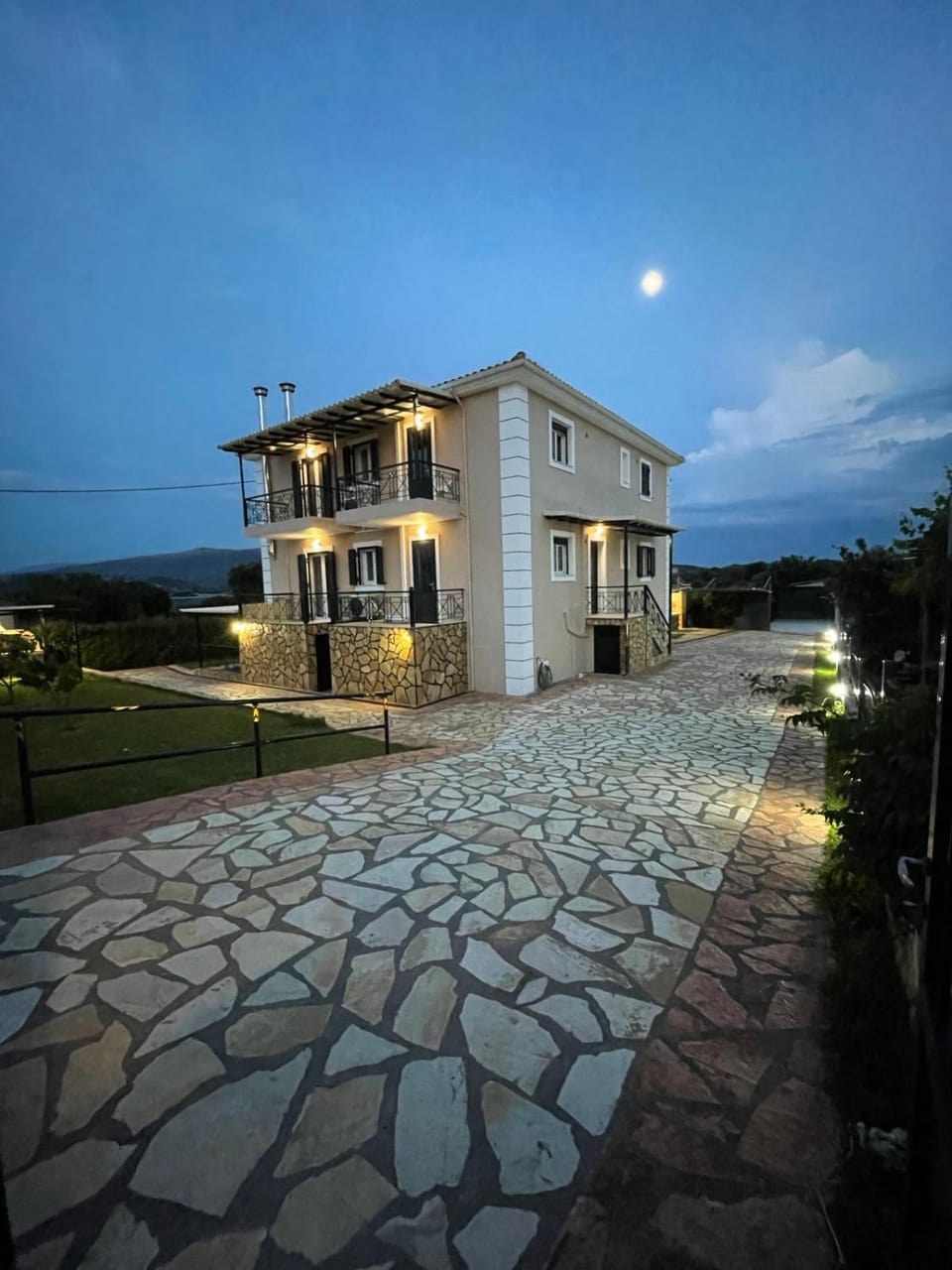 Property building, Night, Garden