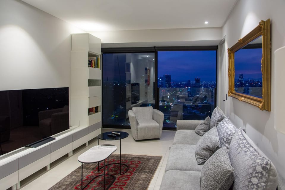 TV and multimedia, Living room, Seating area, City view