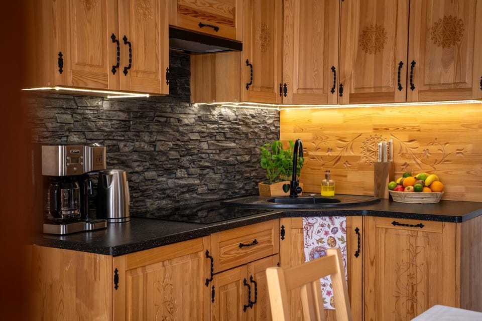 Kitchen or kitchenette, stove