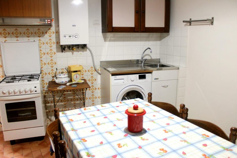 Kitchen or kitchenette, Dining area, oven, stove, washing machine