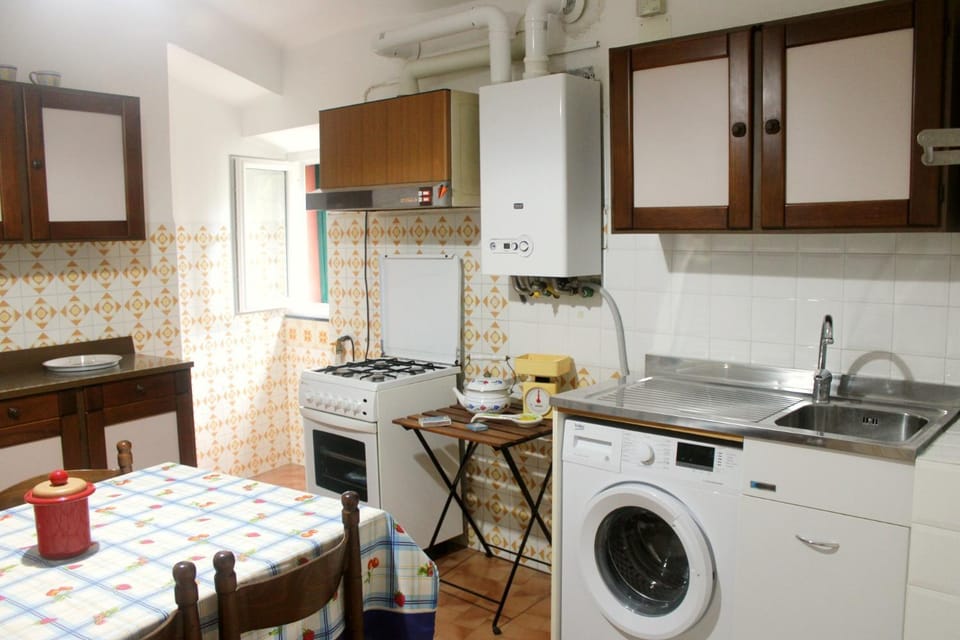 Kitchen or kitchenette, Dining area, oven, stove, washing machine
